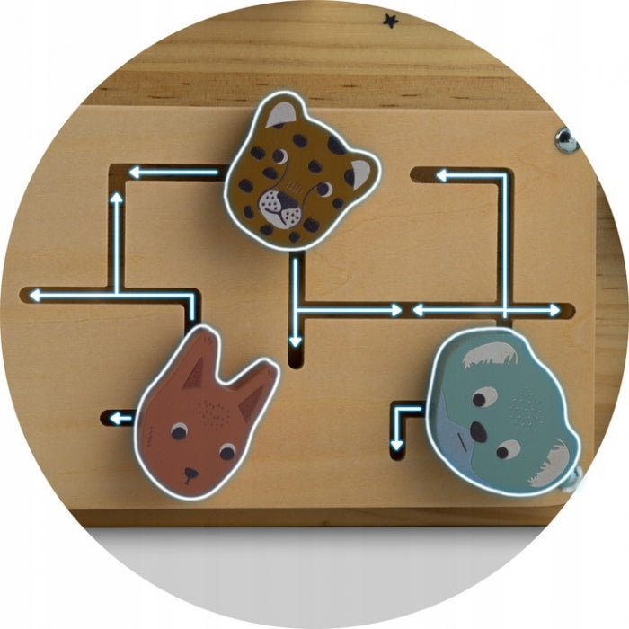 Tabla educationala din lemn cu diverse activitati, 32.5 x 24 cm, Nukido NK-859