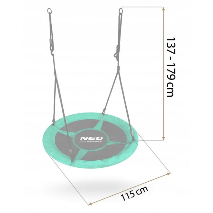 Leagan tip cuib pentru copii XXL, 110 cm, 150 kg, Neo-Sport 1052, Verde