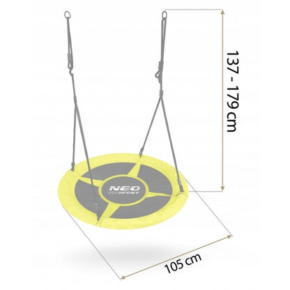 Leagan tip cuib pentru copii XXL, 100 cm, 150 kg, Neo-Sport 1083, Galben