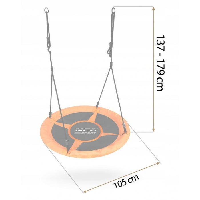 Leagan tip cuib pentru copii XXL, 100 cm, 150 kg, Neo-Sport 1084, Portocaliu