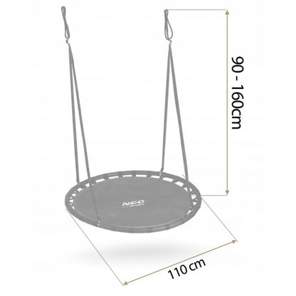 Leagan tip cuib pentru copii XXL, 110 cm, 150 kg, Neo-Sport 110210, Negru