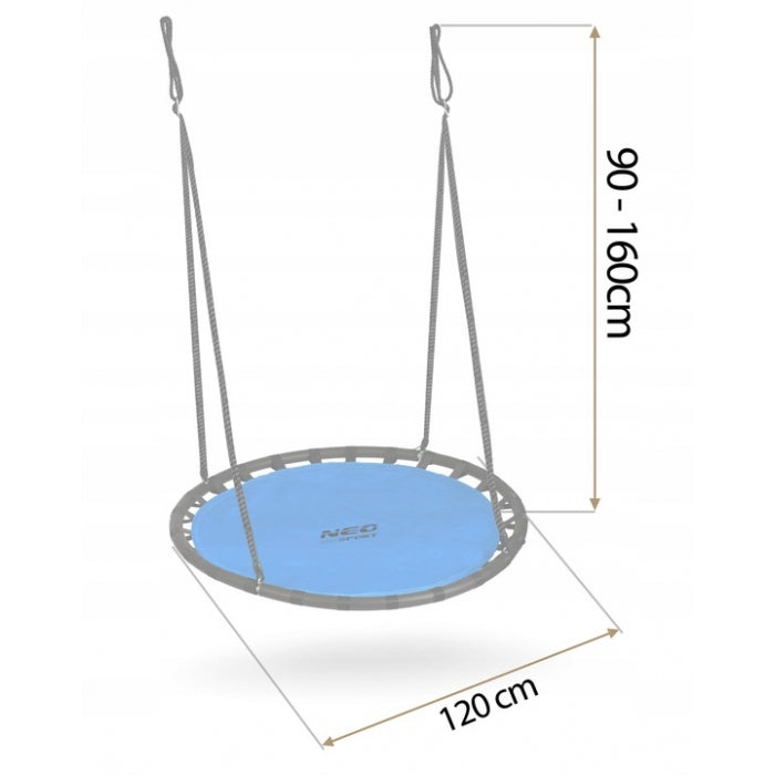 Leagan tip cuib pentru copii XXL, 120 cm, 150 kg, Neo-Sport 110221, Albastru