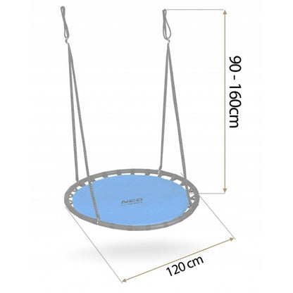 Leagan tip cuib pentru copii XXL, 120 cm, 150 kg, Neo-Sport 110221, Albastru