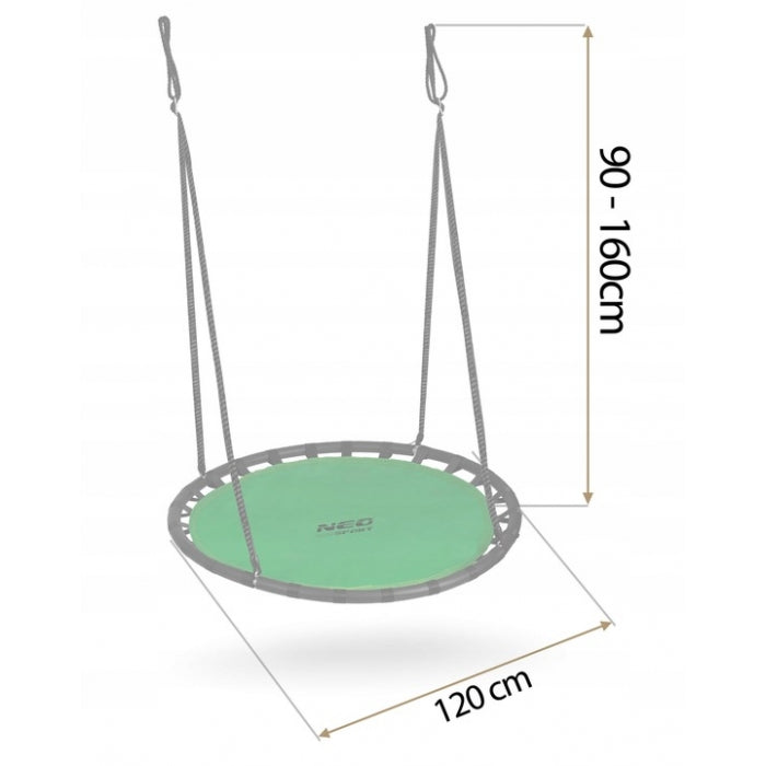 Leagan tip cuib pentru copii XXL, 120 cm, 150 kg, Neo-Sport 110222, Verde