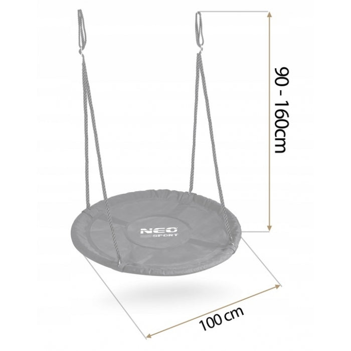 Leagan tip cuib pentru copii XXL, 100 cm, 150 kg, Neo-Sport 110300, Negru