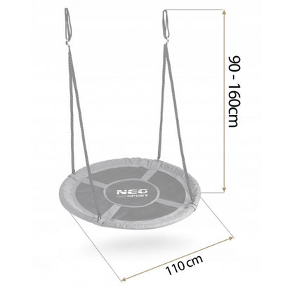 Leagan tip cuib pentru copii XXL, 110 cm, 150 kg, Neo-Sport 110311, Gri