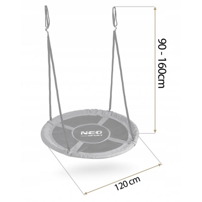 Leagan tip cuib pentru copii XXL, 120 cm, 150 kg, Neo-Sport 110321, Gri