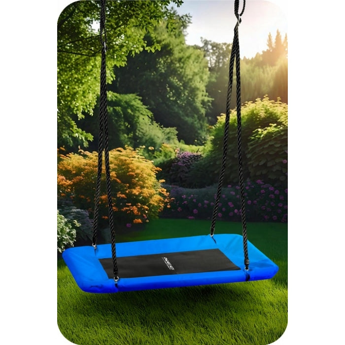 Leagan tip cuib pentru copii, dreptunghiular XXL, 110 x 70 cm, 150 kg, Neo-Sport 110500, Albastru