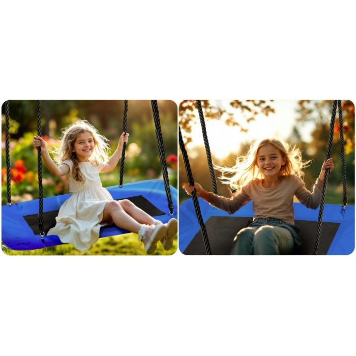 Leagan tip cuib pentru copii, dreptunghiular XXL, 110 x 70 cm, 150 kg, Neo-Sport 110500, Albastru