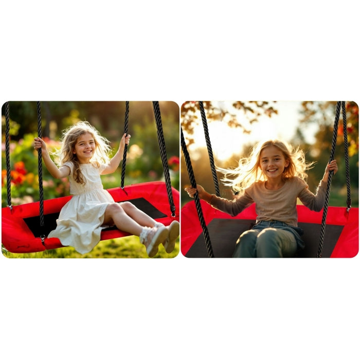 Leagan tip cuib pentru copii, dreptunghiular XXL, 110 x 70 cm, 150 kg, Neo-Sport 110501, Rosu