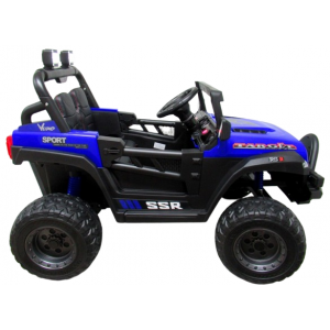 Masinuta electrica cu telecomanda Auto X16, 110x70x68 cm, varsta 1-5 ani, roti EVA, scaun din piele ECO, putere 90W, R-Sport - Albastru