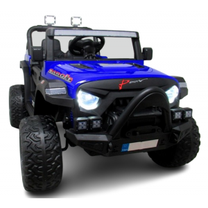 Masinuta electrica cu telecomanda Auto X16, 110x70x68 cm, varsta 1-5 ani, roti EVA, scaun din piele ECO, putere 90W, R-Sport - Albastru