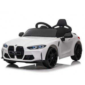 Masinuta electrica cu telecomanda BMW M4, 110x70x50 cm, varsta 1-5 ani, roti EVA, scaun din piele ECO, putere 90W - Alb