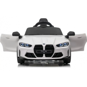 Masinuta electrica cu telecomanda BMW M4, 110x70x50 cm, varsta 1-5 ani, roti EVA, scaun din piele ECO, putere 90W - Alb