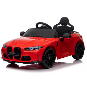 Masinuta electrica cu telecomanda BMW M4, 110x70x50 cm, varsta 1-5 ani, roti EVA, scaun din piele ECO, putere 90W - Rosu