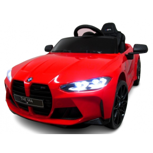 Masinuta electrica cu telecomanda BMW M4, 110x70x50 cm, varsta 1-5 ani, roti EVA, scaun din piele ECO, putere 90W - Rosu