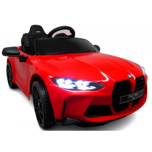 Masinuta electrica cu telecomanda BMW M4, 110x70x50 cm, varsta 1-5 ani, roti EVA, scaun din piele ECO, putere 90W - Rosu