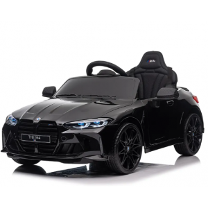 Masinuta electrica cu telecomanda BMW M4, 110x70x50 cm, varsta 1-5 ani, roti EVA, scaun din piele ECO, putere 90W - Negru