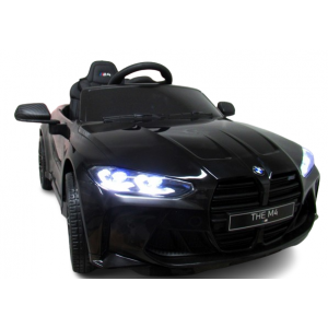 Masinuta electrica cu telecomanda BMW M4, 110x70x50 cm, varsta 1-5 ani, roti EVA, scaun din piele ECO, putere 90W - Negru