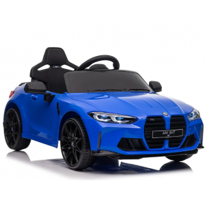 Masinuta electrica cu telecomanda BMW M4, 110x70x50 cm, varsta 1-5 ani, roti EVA, scaun din piele ECO, putere 90W - Albastru