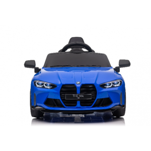 Masinuta electrica cu telecomanda BMW M4, 110x70x50 cm, varsta 1-5 ani, roti EVA, scaun din piele ECO, putere 90W - Albastru