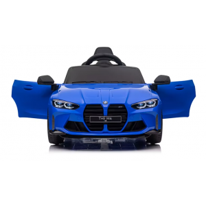Masinuta electrica cu telecomanda BMW M4, 110x70x50 cm, varsta 1-5 ani, roti EVA, scaun din piele ECO, putere 90W - Albastru