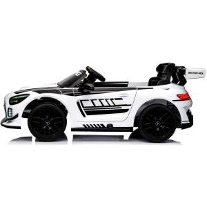 Masinuta electrica cu telecomanda MERCEDES GT3 EVO, 114x69x45 cm, varsta 1-5 ani, roti EVA, scaun din piele ECO, putere 90W - Alb