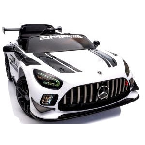 Masinuta electrica cu telecomanda MERCEDES GT3 EVO, 114x69x45 cm, varsta 1-5 ani, roti EVA, scaun din piele ECO, putere 90W - Alb