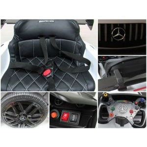 Masinuta electrica cu telecomanda MERCEDES GT3 EVO, 114x69x45 cm, varsta 1-5 ani, roti EVA, scaun din piele ECO, putere 90W - Negru