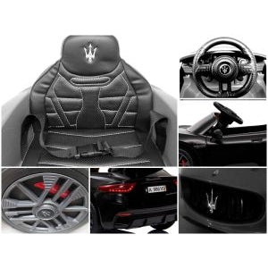 Masinuta electrica cu telecomanda MASERATI GranTurismo, 99x59.5x44 cm, varsta 1-4 ani, roti EVA, scaun din piele ECO, putere 90W - Negru