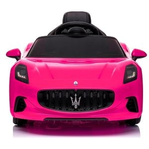 Masinuta electrica cu telecomanda MASERATI GranTurismo, 99x59.5x44 cm, varsta 1-4 ani, roti EVA, scaun din piele ECO, putere 90W - Roz