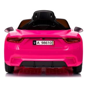 Masinuta electrica cu telecomanda MASERATI GranTurismo, 99x59.5x44 cm, varsta 1-4 ani, roti EVA, scaun din piele ECO, putere 90W - Roz