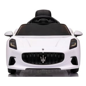 Masinuta electrica cu telecomanda MASERATI GranTurismo, 99x59.5x44 cm, varsta 1-4 ani, roti EVA, scaun din piele ECO, putere 90W - Alb