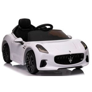Masinuta electrica cu telecomanda MASERATI GranTurismo, 99x59.5x44 cm, varsta 1-4 ani, roti EVA, scaun din piele ECO, putere 90W - Alb