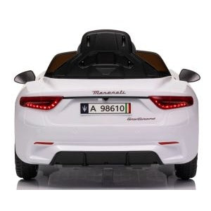 Masinuta electrica cu telecomanda MASERATI GranTurismo, 99x59.5x44 cm, varsta 1-4 ani, roti EVA, scaun din piele ECO, putere 90W - Alb