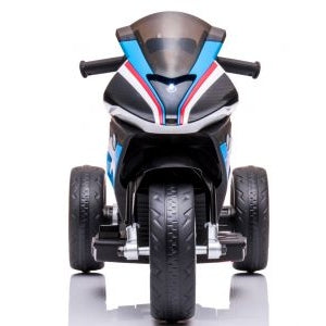 Motocicleta electrica pentru copii BMW HP4, 84x55x42 cm, varsta 2-5 ani, roti si scaun din plastic, putere 60W - Albastru