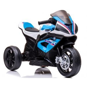 Motocicleta electrica pentru copii BMW HP4, 84x55x42 cm, varsta 2-5 ani, roti si scaun din plastic, putere 60W - Albastru