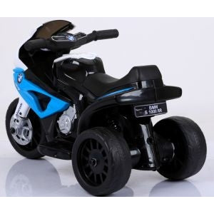 Motocicleta electrica pentru copii BMW S1000RR, 69x44x36.5 cm, varsta 1.5-4 ani, roti si scaun din plastic, putere 25W - Albastru