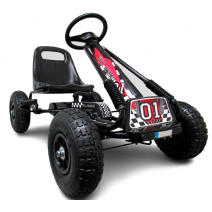 Kart cu pedale Gokart, 3-7 ani, roti gonflabile, G1 R-Sport - Negru