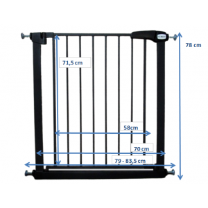 Poarta de siguranta din metal 79-83.5 cm R-Sport S0 - Negru