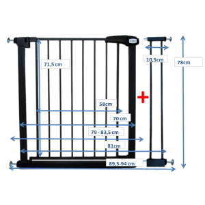 Poarta de siguranta din metal 79-94 cm R-Sport S1 - Negru
