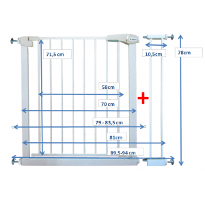 Poarta de siguranta din metal 79-94 cm R-Sport S1 - Alb