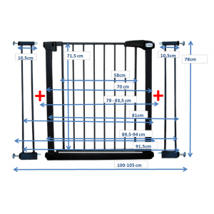 Poarta de siguranta din metal 79-105 cm R-Sport S2 - Negru