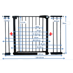 Poarta de siguranta din metal 79-115 cm R-Sport S3 - Negru