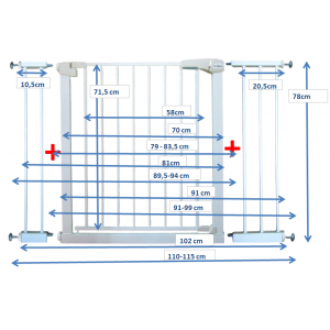 Poarta de siguranta din metal 79-115 cm R-Sport S3 - Alb