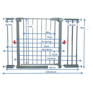 Poarta de siguranta din metal 79-115 cm R-Sport S3 - Gri