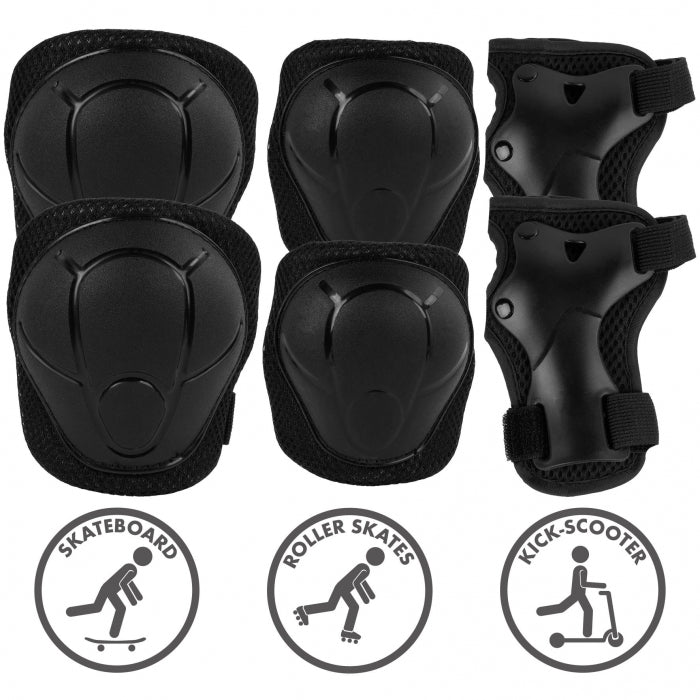 Set de protectie pentru copii, cotiere si genunchiere, marimea M, Kidwell TRIX - Black