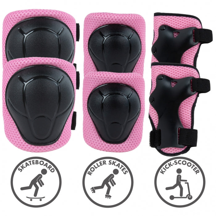 Set de protectie pentru copii, cotiere si genunchiere, marimea M, Kidwell TRIX - Pink
