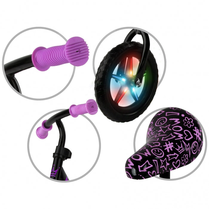 Bicicleta fara pedale cu LED Kidwell REBEL - Neon Pink