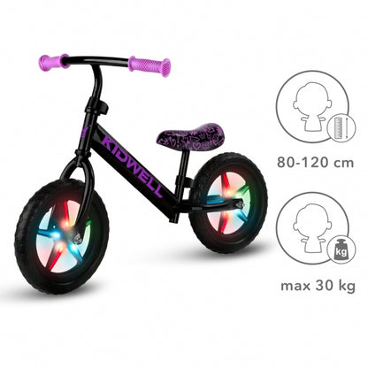 Bicicleta fara pedale cu LED Kidwell REBEL - Neon Pink